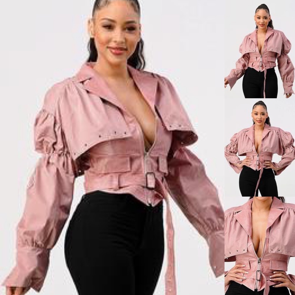 One of a kind 2piece vegan leather jacket worn as a bolero and vest